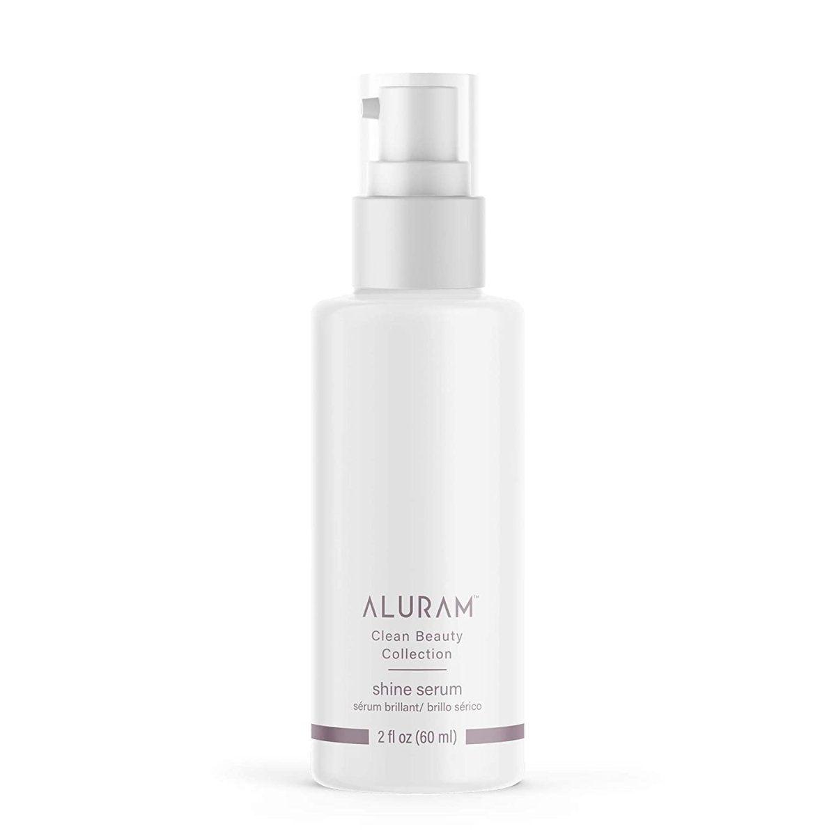 Aluram shine serum bottle front lightweight hair formula
