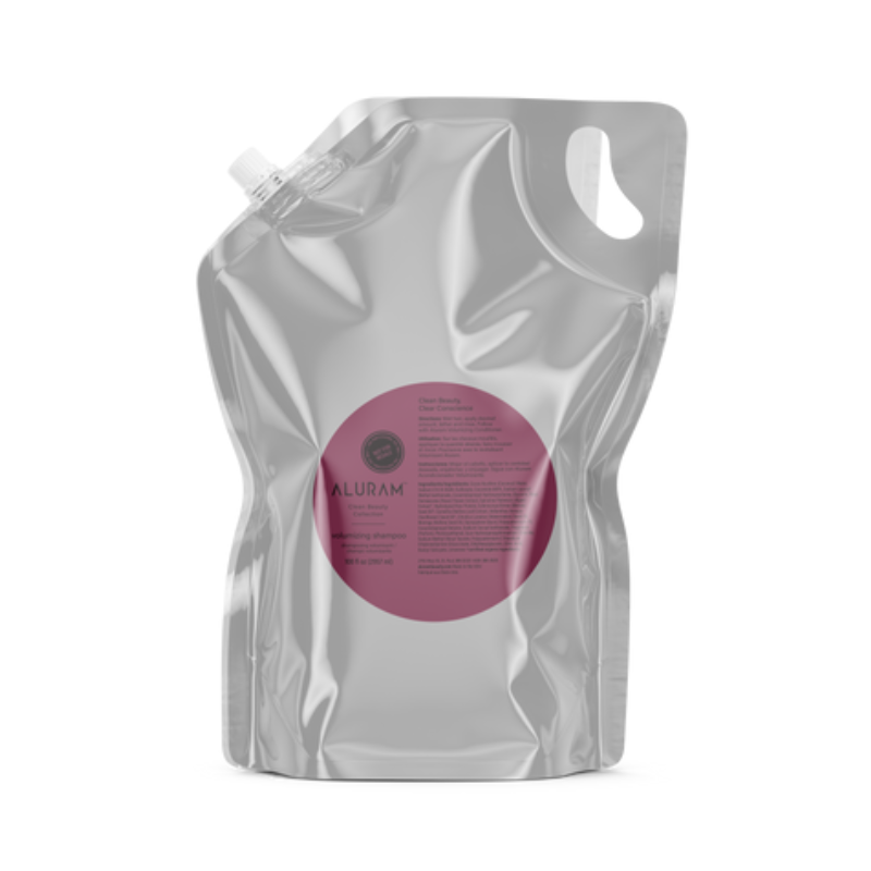 Aluram volumizing shampoo 100oz pouch front silicone free
