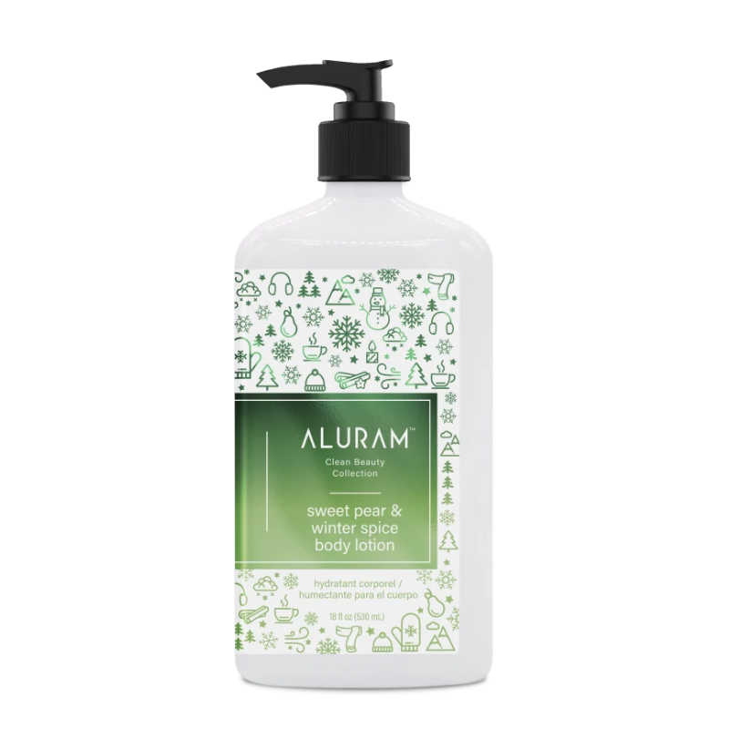 Aluram sweet pear and winter spice body lotion 18oz