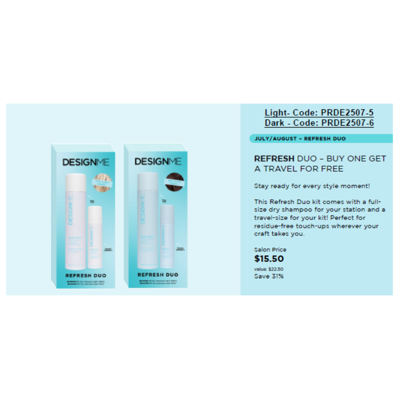 Design Me Quickie Me dry shampoo for dark hair