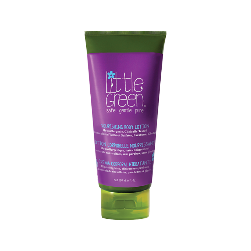 Applying Little Green Nourishing Body Lotion to skin